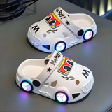 KidVroom - LED Autoslipper Für Kinder Mit Leuchtenden Rädern Und Riemen – Weiß