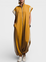 Valentina | Jumpsuit mit Reißverschluss am Hals – Gelb