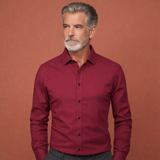 Slim-Fit Herrenhemd mit langen Ärmeln für Business- und Freizeitoutfits | Reinout – Weinrot