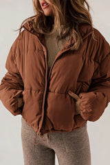 Damen Steppjacke | Reißverschluss und Eingrifftaschen – Braun
