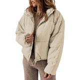 Damen Steppjacke | Reißverschluss und Eingrifftaschen – Beige