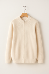 William Strickjacke mit Reißverschluss – Beige