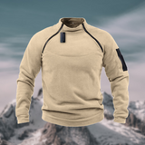 Windsichere Fleecejacke mit hohem Kragen – Beige