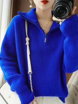 Amelina - warmer rollkragenpullover mit reibverschluss – Blau