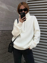 Amelina - warmer rollkragenpullover mit reibverschluss – Weiß