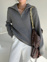 Amelina - warmer rollkragenpullover mit reibverschluss – Grau