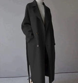 Elowen | Eleganter Langer Mantel – Schwarz