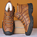 Winterstiefel – wasserdichte Lederstiefel mit Fellfutter für Herren – Khaki