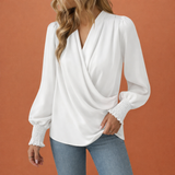 Wickelbluse mit V-Ausschnitt für Damen | Rianne – Weiß