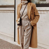 Eleganter Doppelreihiger Trenchcoat für Damen | Reverskragen – Khaki