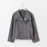 Drune | Damen Kurzer Übergröße Trenchcoat für Den Herbst – Dunkelgrau