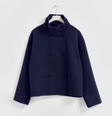 Drune | Damen Kurzer Übergröße Trenchcoat für Den Herbst – Marineblau