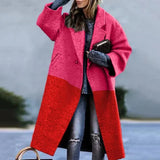 Wollmantel - oversized - lang - damenmantel - wintermantel – Rot