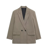 Amiah – eleganter blazer mit langen armeln und strukturiertem design – Khaki