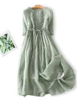 Elegantes Hortensia Kleid – Leichtes Atmungsaktives Damen Sommerkleid Für Jeden Anlass – Grün