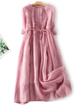 Elegantes Hortensia Kleid – Leichtes Atmungsaktives Damen Sommerkleid Für Jeden Anlass – Rosa