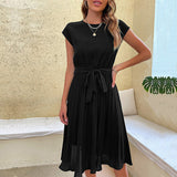 Anaiah - Schönes plissiertes Kleid für Frauen – Schwarz