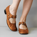 Velana - Einzelne Schuhe mit Schnalle – Braun