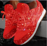 Damen Casual Glitzer Schuhe mit Pailletten – Rot