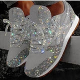 Damen Casual Glitzer Schuhe mit Pailletten – Silber