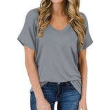 Einfaches V-Ausschnitt T-Shirt - Luna – Grau