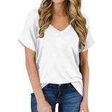 Einfaches V-Ausschnitt T-Shirt - Luna – Weiß
