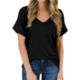 Einfaches V-Ausschnitt T-Shirt - Luna – Schwarz