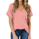 Einfaches V-Ausschnitt T-Shirt - Luna – Rosa