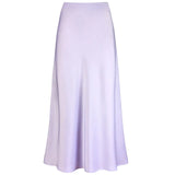 Alice | Mode Langer glänzender Satin-Rock – Lila