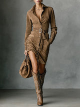 Mila™ - Wildleder Hemdkleid – Hellbraun