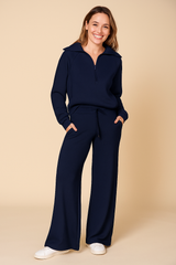 Damen Trainingsset | zweiteilige Ausführung mit weiter Hose – Blau