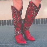 Kniehohe Cowboystiefel für Damen | Jahrgang – Rot