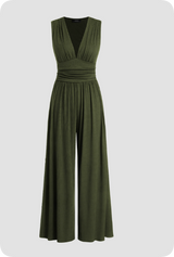 Zoey | Ärmellos Weites Bein Jumpsuit – Army Grün