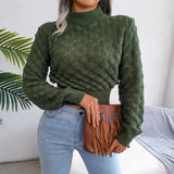 Bronzewein | kuscheliger rollkragenpullover für frauen – Armee grün