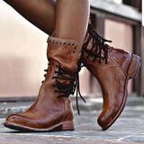 Xenia - Lange Lederstiefel – Braun