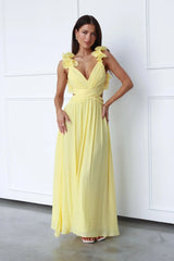 Elegantes V‑Ausschnitt Abendkleid | Maxi Dress lang & figurbetont – Creme