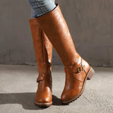 Klassische Kniehohe Stiefel für Damen | Mit Schnallendetails – Braun