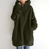 Kuscheliger Winter-Kapuzenpullover in Übergröße - Cassandra – Grün