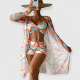 Inez | Bikini mit hohem Bund und drei Teilen – Orange