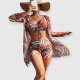 Inez | Bikini mit hohem Bund und drei Teilen – Rot