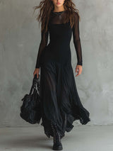 Yovanna – Langes Tüllkleid mit zartem Charme – Schwarz