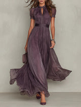 Ashley | Vintage Elegantes Chiffon Maxikleid – Lila