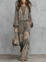 Cosima | Vintage-Paisley-Set – Graubraun