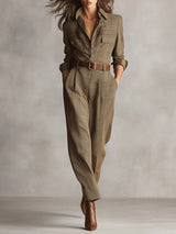 Celeste™ - Elegante, taillierte Jumpsuit – Khaki