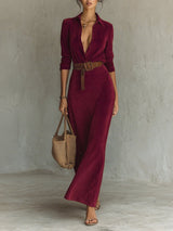 Aurelia™ - Wildlederkleid mit Gürtel – Bordeauxrot
