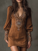 Sofia™ – Kurzes Kleid mit Wildleder-Optik – Braun