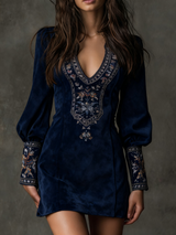 Sofia™ – Kurzes Kleid mit Wildleder-Optik – Blau