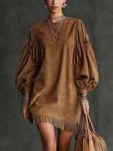 Emma™ - Wildleder Minikleid – Braun