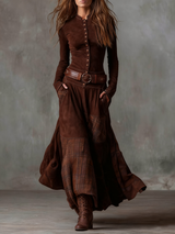 Michelle™ - Wildlederkleid mit Gürtel – Braun