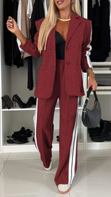 Trendiges Damen Trainingsanzug Set mit Blazer & Hose – Komfort & Stil – Bordeaux